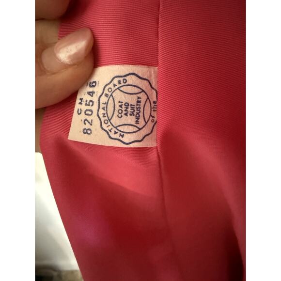 Vintage Hot Pink Wool Coat Original Buttons Mod Union Made USA 60s Simonelli - Picture 10 of 13